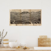 Oneonta New York 1884 Antiek Panorama Poster (Keuken)