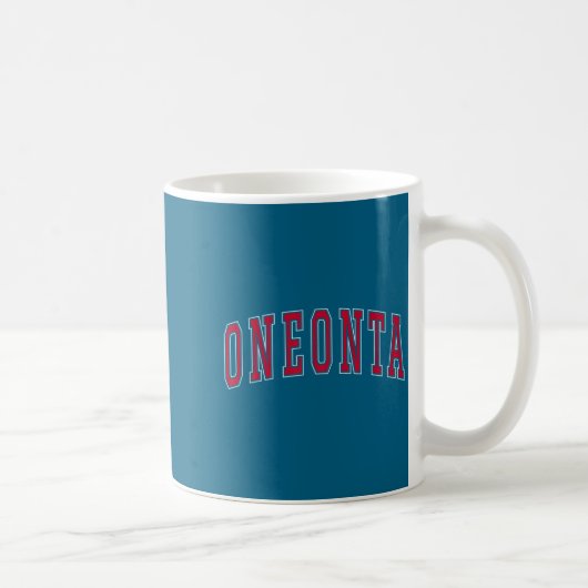 Oneonta New York Souvenir College Style Red Text T Koffiemok (Rechts)
