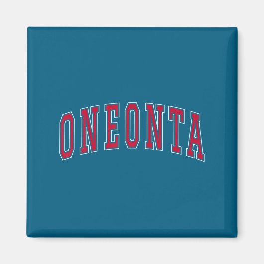 Oneonta New York Souvenir College Style Red Text T Magneet (Voorkant)