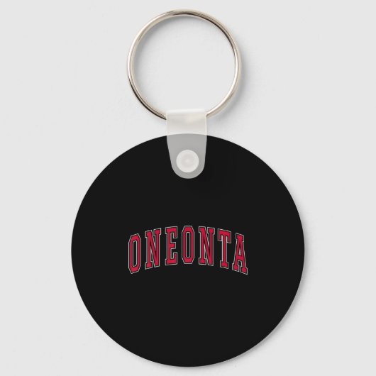 Oneonta New York Souvenir College Style Red Text T Sleutelhanger (Voorkant)