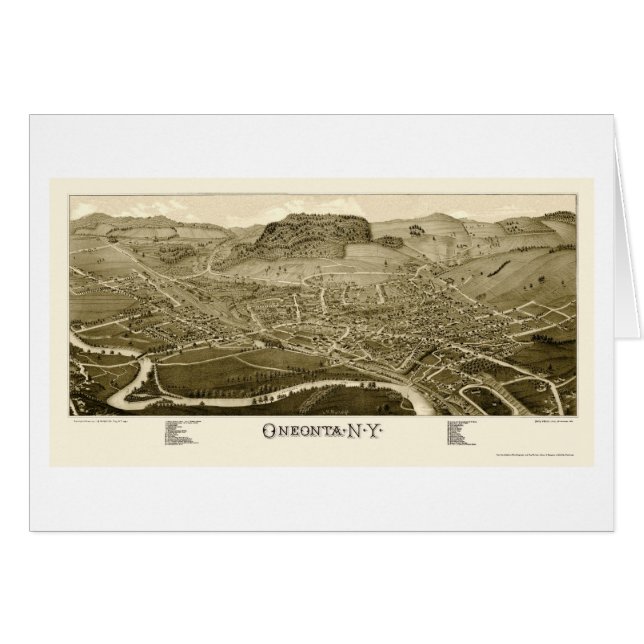 Oneonta, NY Panoramic Map - 1884 (Voorkant Horizontaal)