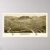 Oneonta, NY Panoramic Map - 1884 Poster (Voorkant)