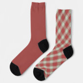 Oneven Sokken Warm Rood Groen Vintage Kerstmis Pla (Links)