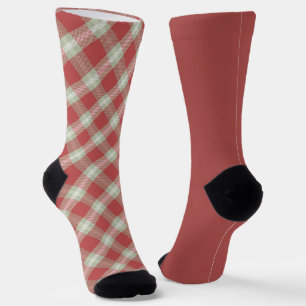 Oneven Sokken Warm Rood Groen Vintage Kerstmis Pla