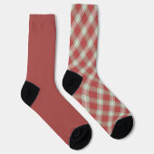 Oneven Sokken Warm Rood Groen Vintage Kerstmis Pla (Rechts)