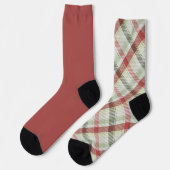 Oneven Sokken Warm Rood Groen Vintage Kerstmis Pla (Links)