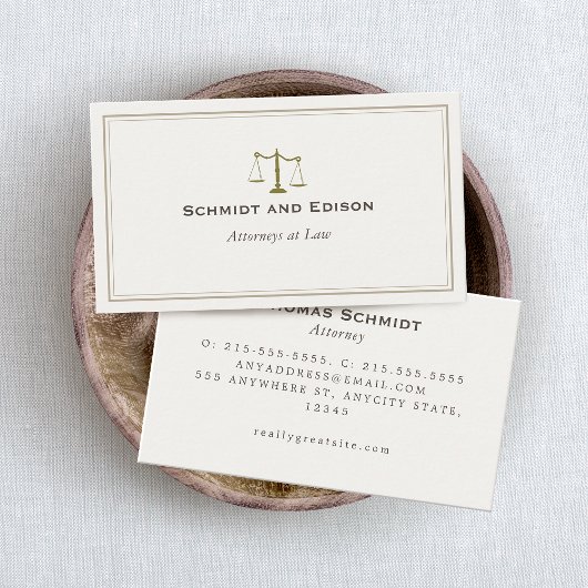 Onevenwichtige schaal van justitie visitekaartje