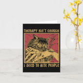 Ongebondgen Worden - Zwarte Kat Bijt Hand Grappig  Kaart (Gele Bloem)