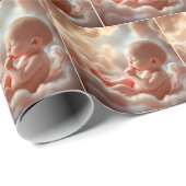 Ongeboren Baby in roze wolken Cadeaupapier (Rol Hoek)