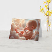 Ongeboren Baby in roze wolken Kaart (Gele Bloem)