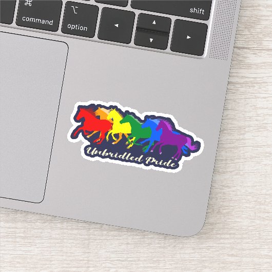 Ongebreidelde trots - LGBTQ+ Regenboog galopperend Sticker (Detail)