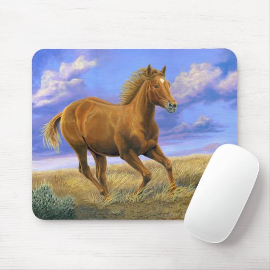 Ongebreidelde Vrijheid - Quarter Horse Running Muismat (Met muis)