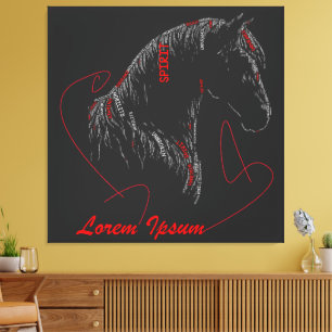 Ongebroken Geest Paard Typografie Kunst Canvas Afdruk
