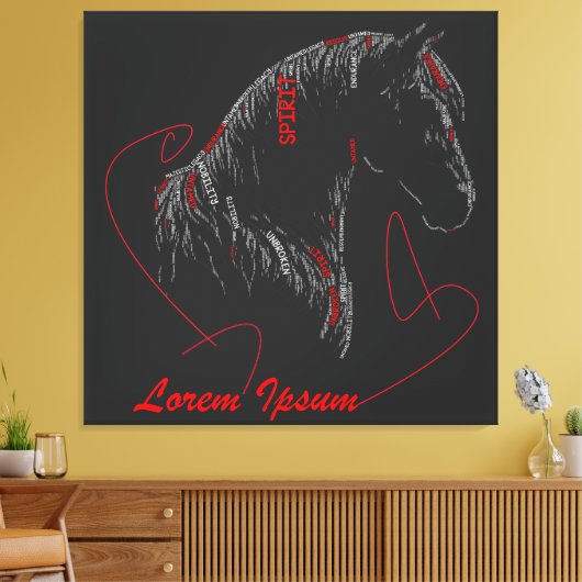 Ongebroken Geest | Paard Typografie Kunst Canvas Afdruk (Insitu (Woonkamer))