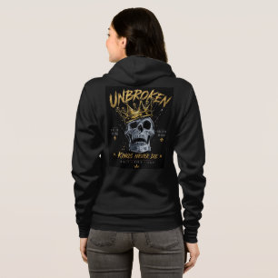 Ongebroken Schedel Koning Kroon Edgy Motiverende K Hoodie