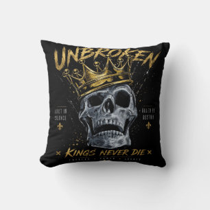 Ongebroken Schedel Koning Kroon Edgy Motiverende K Kussen