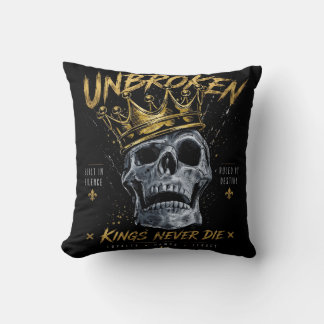 Ongebroken Schedel Koning Kroon Edgy Motiverende K Kussen