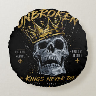 Ongebroken Schedel Koning Kroon Edgy Motiverende K Rond Kussen