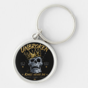 Ongebroken Schedel Koning Kroon Edgy Motiverende K Sleutelhanger