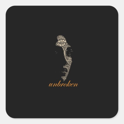 Ongebroken Vrouw Typography Vierkante Sticker (Voorkant)