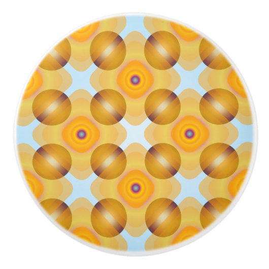 Ongebruikelijk geel geometrisch keramische knop (Voorkant)