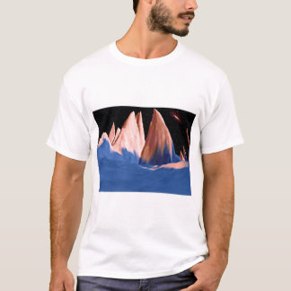 Ongebruikelijk gekleurde verre maan met gekartelde t-shirt