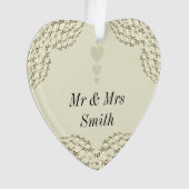 Ongebruikelijk gepersonaliseerd huwelijksgeschenk ornament (voorkant)