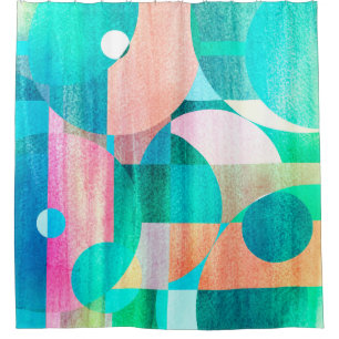 ongebruikelijk helder kleurrijk abstract patroon douchegordijn