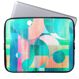 ongebruikelijk helder kleurrijk abstract patroon laptop sleeve