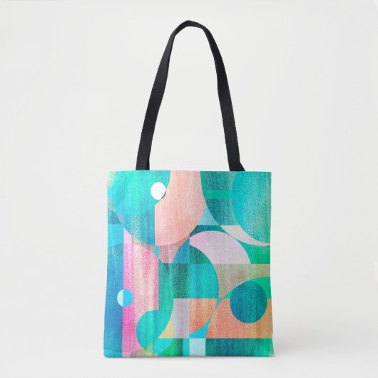 ongebruikelijk helder kleurrijk abstract patroon tote bag (Voorkant)