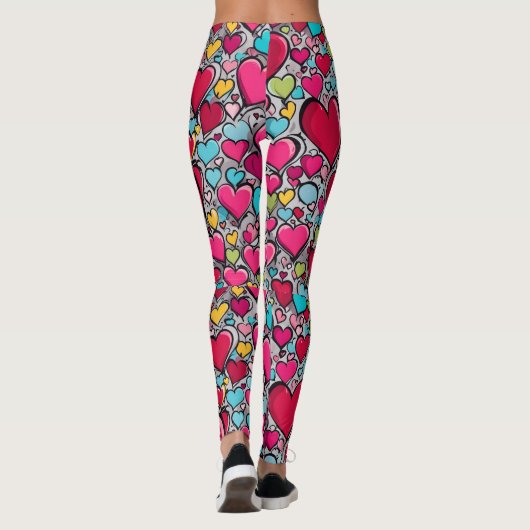 Ongebruikelijk, liefdesharten patroon leggings (Achterkant)