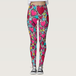 Ongebruikelijk, liefdesharten patroon leggings