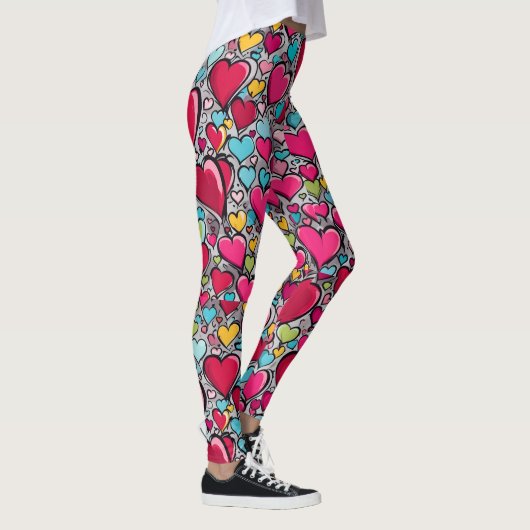 Ongebruikelijk, liefdesharten patroon leggings (Rechts)