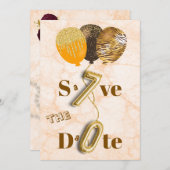 Ongebruikelijke 70e verjaardag glitter ballonnen e save the date (Voorkant / Achterkant)