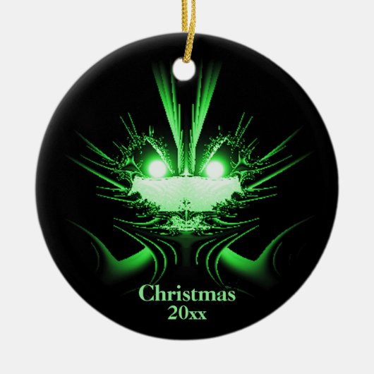 Ongebruikelijke Alien Kerstbal met Jaar Keramisch Ornament (Voorkant)