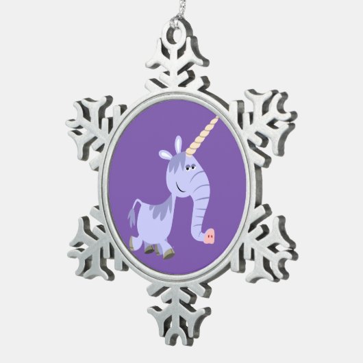 Ongebruikelijke Cartoon Unicorn Pewter Ornament (Rechts)