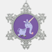 Ongebruikelijke Cartoon Unicorn Pewter Ornament (Voorkant)