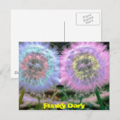 Ongebruikelijke Funky Blue/Lila Flowers Pop Art Briefkaart (Voorkant / Achterkant)