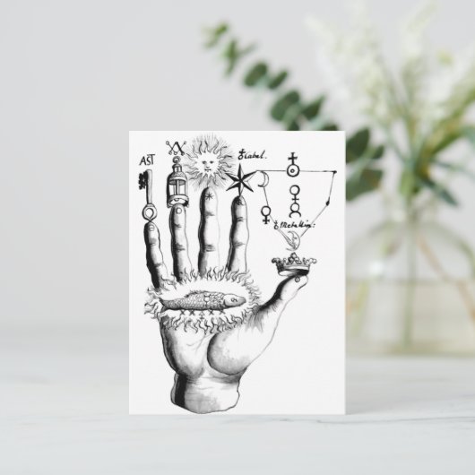 Ongebruikelijke hand Sun Alchemy Steampunk Briefkaart (Staand voorkant)