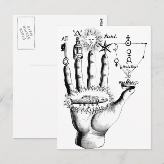 Ongebruikelijke hand Sun Alchemy Steampunk Briefkaart (Voorkant / Achterkant)
