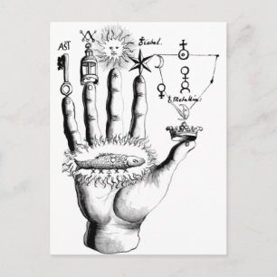 Ongebruikelijke hand Sun Alchemy Steampunk Briefkaart