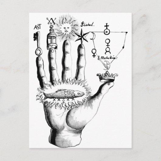 Ongebruikelijke hand Sun Alchemy Steampunk Briefkaart (Voorkant)