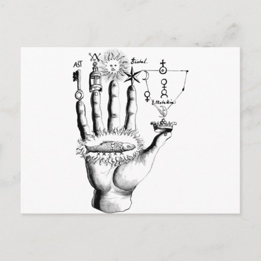Ongebruikelijke hand Sun Alchemy Steampunk Briefkaart (Voorkant)
