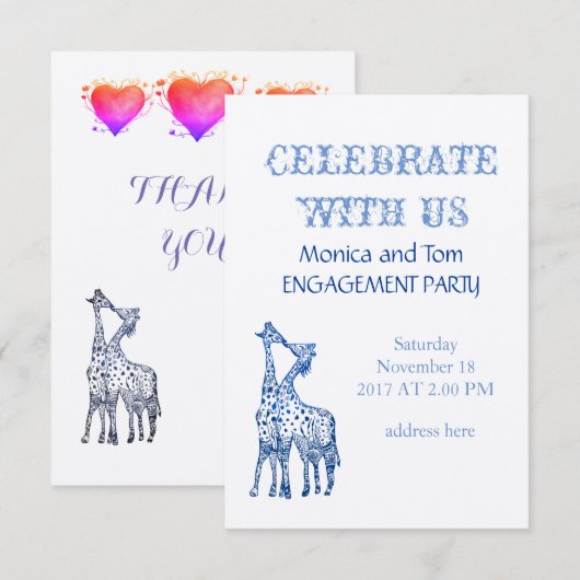 Ongebruikelijke Kaart van Special Engagement Party (Voorkant / Achterkant)