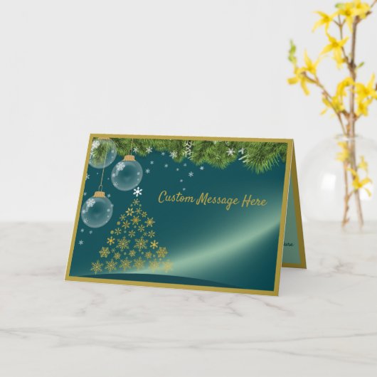 Ongebruikelijke kerstboomstructuur aangepaste fees kaart (Gele Bloem)