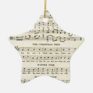 Ongebruikelijke kerstmuziekbladen voor Vintage Keramisch Ornament