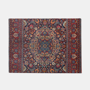Ongebruikelijke Persie Rug Blue Red Daisy Deurmat