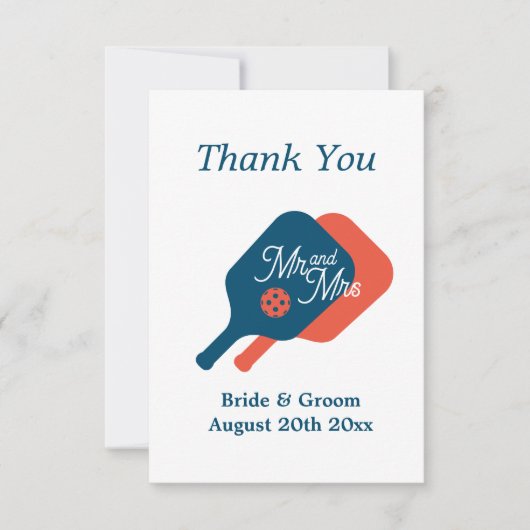 Ongebruikelijke pickleball thema bruiloft dank u k bedankkaart (Voorkant)