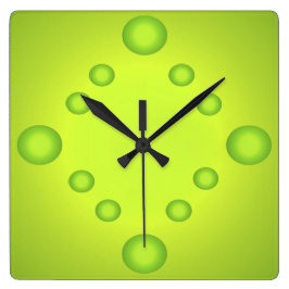 Ongebruikelijke Pop Art Limoen Suns Clock Green 4 Vierkante Klok
