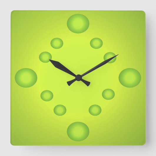 Ongebruikelijke Pop Art Limoen Suns Clock Green 4 Vierkante Klok (Voorkant)